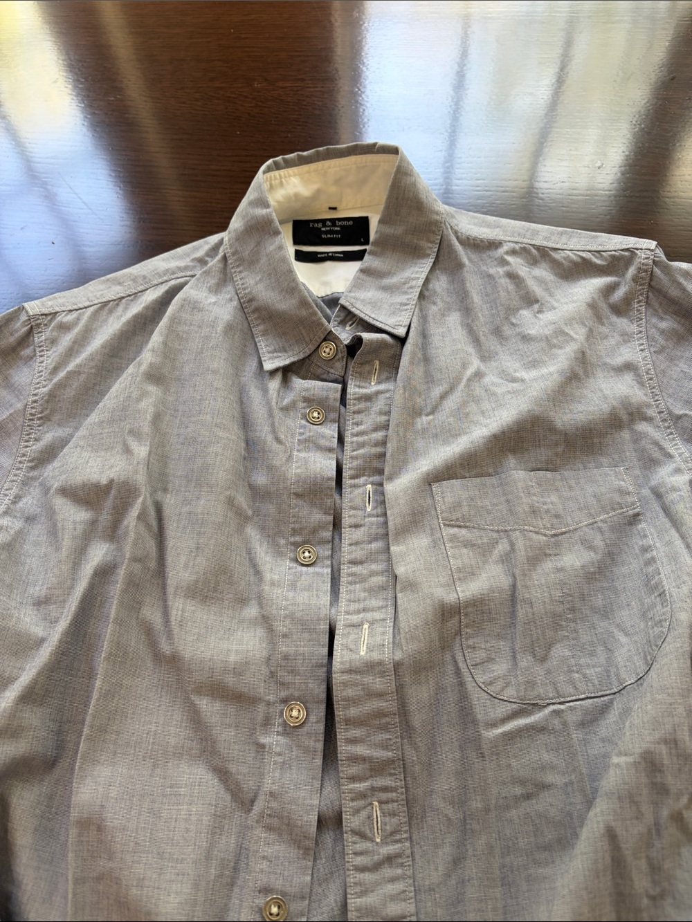 rag & bone Light Gray Casual Button-Down Shirt